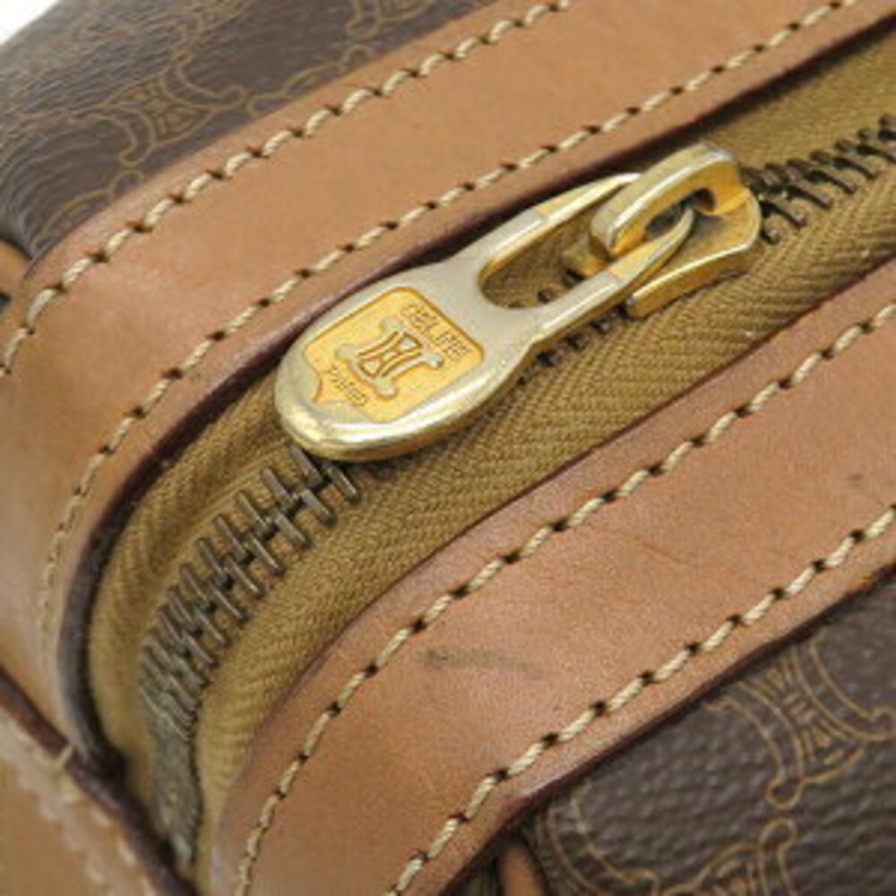 Celine logo Boston bag leather all over Triomphe handbag macadam brown - Picture 5 of 9